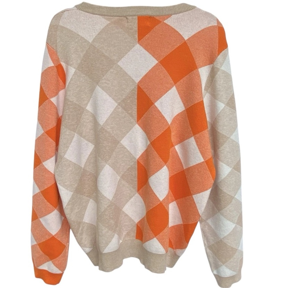 First Love by Lovelyn Orange Tan Plaid Sweater Womens Plus Size 2X New Fall - Picture 2 of 7